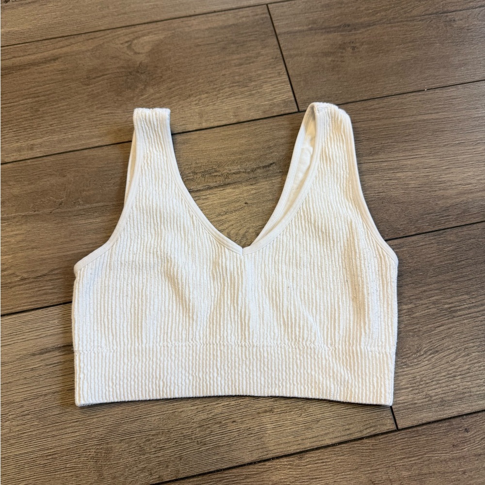 Aerie White Ribbed Camisole Top